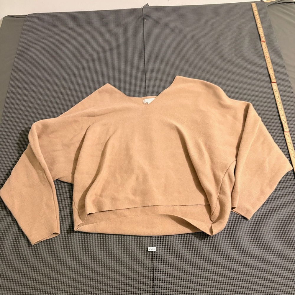 HM Womens V-Neck Oversized Knit Sweater Tan Size S